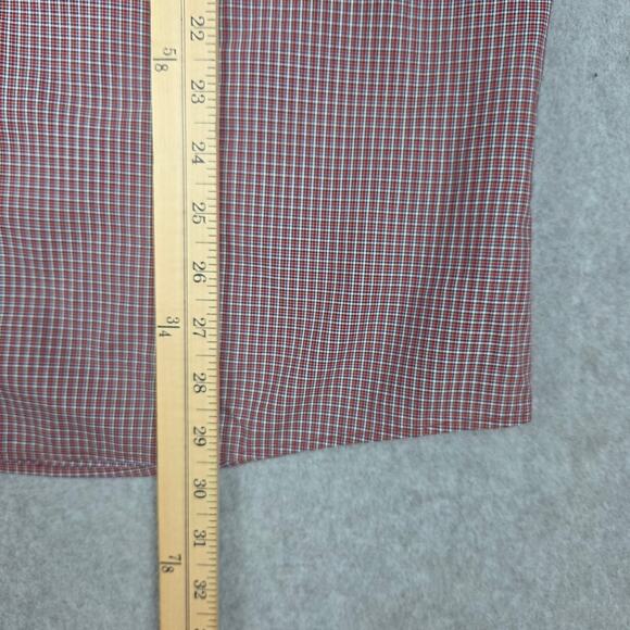 Nordstrom Mens Large Non Iron Trim Fit Long Sleeve Button Down Shirt Red Plaid - Picture 8 of 9